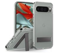 Caseology Capella Kickstand for Google Pixel 9 Pro XL Case, [Built-in Kickstand] [Military Grade Drop Protection] Side Grip Patterns Protective Case Cover for Pixel 9 Pro XL - Clear Charcoal Grey