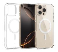 Caseology Capella Mag for iPhone 16 Pro Case [Ultra Clear] Magnetic Military Grade Drop Protection Side Grip Patterns Case Cover for iPhone 16 Pro - Clear White