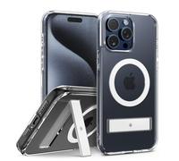 Caseology for iPhone 15 Pro Capella Mag Kickstand, Military Grade Drop Protection, Built-in Kickstand, for iPhone 15 Pro Case Mag-safe - Clear White