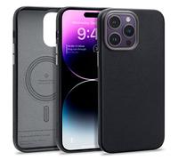 Caseology Nano Pop Mag Leather Case Compatible with iPhone 14 Pro Max - Black Sesame