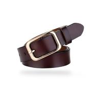 CaserBay Women's Belt Genuine Leather Belts Durable Waist Belt Chrome Gold Solid Alloy Pin Buckle Waistband For Pants, Jeans, Burgundy, For Waist 30"- 36", Women Size M-L, 6-8