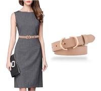 CaserBay Women's Belt Soft Genuine Leather Belts Waist Belt Solid Color Gold Buckle Waistband For Pants, Jeans & Dress, Nude, For Waist 29"- 31", Size S-M, 4-6