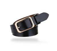 CaserBay Women's Genuine Leather Belts Durable Waist Belt Chrome Gold Solid Alloy Pin Buckle Waistband For Pants, Jeans, Black, For Waist 32"- 34", Women Size M-L, 6-8