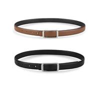 CaserBay Women's Soft Genuine Leather Belts, 0.90" Width Reversible Belts, Alloy Buckle, Waistband For Pants, Jeans, Silver Buckle, 2-pack, Black & Caramel, For Waist 29"- 31", Women Size S-M, 4-6