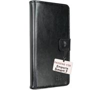caseroxx Bookstyle-Case for Emporia SMART.ME7 / 7lite / 7mini, black | Flip-open book case with inner compartments and all-around protection for everyday use, made of faux leather