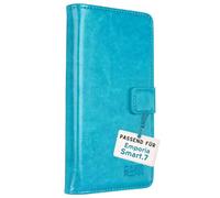 caseroxx Bookstyle-Case for Emporia SMART.ME7 / 7lite / 7mini, turquoise | Flip-open book case with inner compartments and all-around protection for everyday use, made of faux leather