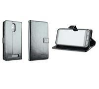 caseroxx Bookstyle-Case for SPC Zeus 4G / Zeus 4G Pro, black | Flip-open book case with inner compartments and all-around protection for everyday use, made of faux leather