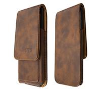 caseroxx Flap Pouch for HTC U12 Life in brown made of genuine leather