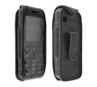 caseroxx Leather-Case with belt clip compatible with Cat B35 made from genuine leather, Pouch with belt clip and viewing window in black