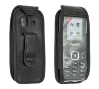 caseroxx Leather-Case with belt clip compatible with Energizer E13 made from genuine leather, Pouch with belt clip and viewing window in black