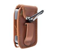 caseroxx Leather-Case with belt clip compatible with Freestyle Libre 1/2 / 3 / Insulinx / 14 Day made from genuine leather, Pouch with belt clip and viewing window in brown