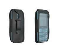 caseroxx Leather-Case with belt clip compatible with Nokia 235 4G (2024) / 215 4G (2024) / 220 4G (2024) made from genuine leather, Pouch with belt clip and viewing window in black