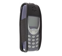 caseroxx Leather-Case with belt clip compatible with Nokia 3310/3330 made from genuine leather, Pouch with belt clip and viewing window in black