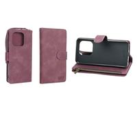 caseroxx Premium Mobile Wallet for Gigaset GS6 / GS6 Pro, velour artificial leather, 6 Card Slots, Large Coin Compartment with Zipper, Holder, Magnetic Loop, Attachment Loop with Carabiner red