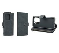 caseroxx Premium Mobile Wallet for Gigaset GS6 / GS6 Pro, velour artificial leather, 6 Card Slots, Large Coin Compartment with Zipper, Holder, Magnetic Loop, Attachment Loop with Carabiner black