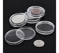 Cases 25mm Round Coin Capsule Holders in Clear Polypropylene Silver Box Easy-Open Ultra-Thick High-Transparency - Protective Storage for Commemorative 100-pack Gold Copper