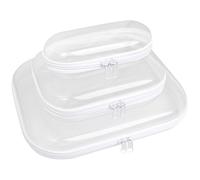 Cases with Zippers of Three Dimensions for Travel and Storage, 3 Pieces Clear Firm Shell Zippered Bags, Clear Sturdy Casing with Double Zipper
