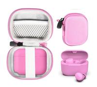 CaseSack Case for JLab Go Pop+,Go Air Pop, Air, Air Tones+/ Tones, JBuds Mini True Wireless Earbuds, Compact Organizer for The Charger case and Charger Cord (Cotton Candy Pink)