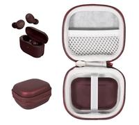 CaseSack Case for JLab Go Pop+,Go Air Pop,Air Tones+/ Tones, JBuds Mini True Wireless Earbuds, Compact Organizer for the Charger case and Charger Cord (Red)