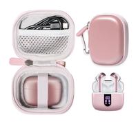 CaseSack Case for TAGRY X08 Bluetooth Headphones True Wireless Earbuds 60H, mesh Pocket for Charge Cable (Rose Gold)
