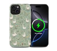 casesok for iPhone 15 Plus Case,Compatible with MagSafe,Dual-Layer Hard Shell + Silicone Cover,Full Body Protection Shockproof Case for iPhone 15 Plus-Cute Goose Wildflower Cottagecore