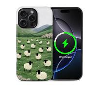 casesok for iPhone 15 Pro Max Case,Compatible with MagSafe,Dual-Layer Hard Shell + Silicone Cover,Full Body Protection Shockproof Case for iPhone 15 Pro Max-Grassland Sheep Herd Cute Farm