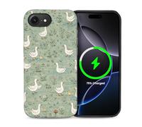 casesok for iPhone 16e Case,Compatible with MagSafe,Dual-Layer Hard Shell + Silicone Cover,Full Body Protection Shockproof Case for iPhone 16e-Cute Goose Wildflower Cottagecore