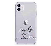 CaseStone Personalised Phone Cases fit Apple iPhone 15 Pro - Custom Design Made in UK Clear Soft Silicone Named Pastel Case Cover - Great Gifts for Significant dates & Black name initials 2