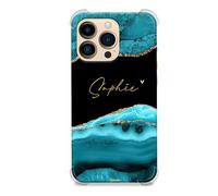 CaseStone Personalised Phone Cases fit Apple iPhone X/XS - Custom Design Made in UK Clear Shockproof Named Pastel Case Cover - Great Gifts for Significant dates & golden marble letters 1