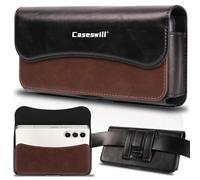 Caseswill For Samsung Galaxy S26 S25 Edge S24 S23 S22 S21 S20 FE S10 Note10 Plus Note20 Ultra Case Premium Leather Phone ID Card Carrying Pouch Belt Clip Holster (Black + Brown,Galaxy S20+ Plus)
