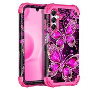 Casetego for Galaxy A16 5G Case,Glow in The Dark Three Layer Heavy Duty Sturdy Shockproof Full Protection Rugged Hard PC+Soft TPU Bumper Case for Samsung Galaxy A16 5G 6.7 inch,All Hot Pink