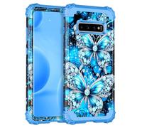 Casetego for Galaxy S10 Plus Case,Glow in The Dark Three Layer Heavy Duty Sturdy Shockproof Full Body Protection Rugged Hard PC+Soft TPU Bumper Case for Samsung Galaxy S10 Plus,Bright Blue