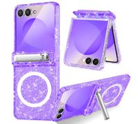 Casetego for Galaxy Z Flip 7 Case Magnetic,[Compatible with MagSafe][Built-in Screen Protector][Kickstand][Hinge Protection]Slim Shockproof Cute Women Girl Case for Samsung Galaxy Z Flip 7,ShinyClear
