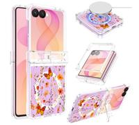 Casetego for Galaxy Z Flip 8 Case Magnetic,[Compatible with MagSafe][Built-in Screen Protector][Kickstand][Hinge Protection] Slim Shockproof Cute Women Girl Case for Samsung Galaxy Z Flip 8,HotOrange