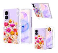 Casetego for Galaxy Z Fold 8 Case Magnetic,[Compatible with MagSafe][Built-in Screen Protector][Kickstand][Hinge Protection] Slim Shockproof Cute Women Girl Case for Samsung Z Fold 8,Flower