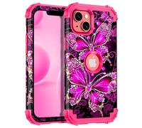 Casetego for iPhone 14 Plus Case,Glow in The Dark Three Layer Heavy Duty Sturdy Shockproof Full Protection Rugged Hard PC+Soft TPU Bumper Case for Apple iPhone 14 Plus 6.7 inch,All Hot Pink