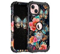 Casetego for iPhone 14 Plus Case,Glow in The Dark Three Layer Heavy Duty Sturdy Shockproof Full Protection Rugged Hard PC+Soft TPU Bumper Case for Apple iPhone 14 Plus 6.7 inch,Black Gold