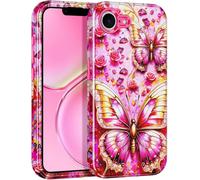 Casetego for iPhone 17e/16e Case,iPhone 16e Case,Three Layer Heavy Duty Sturdy Shockproof Full Protection Rugged Hard PC+Soft TPU Bumper Case for Apple iPhone 17e/16e,Pink Gemstone