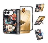 Casetego for iPhone Duo Case Magnetic,Glow in The Dark with Stand,Black | Magsafe,Built-in Screen Protector,Kickstand,[Hinge Protection] Slim Shockproof Women Protective Bumper Case for iPhone Duo