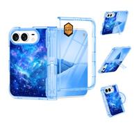Casetego for iPhone Duo Case Magnetic,Glow in The Dark with Stand,Blue Sky | Magsafe,Built-in Screen Protector,Kickstand,[Hinge Protection] Slim Shockproof Women Protective Bumper Case for iPhone Duo