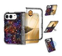 Casetego for iPhone Duo Case Magnetic,Glow in The Dark with Stand,Color | Magsafe,Built-in Screen Protector,Kickstand,[Hinge Protection] Slim Shockproof Women Protective Bumper Case for iPhone Duo