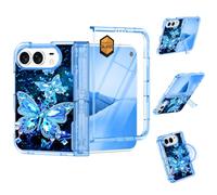 Casetego for iPhone Duo Case Magnetic,Glow in The Dark with Stand,Glacier | Magsafe,Built-in Screen Protector,Kickstand,[Hinge Protection] Slim Shockproof Women Protective Bumper Case for iPhone Duo