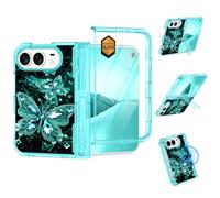 Casetego for iPhone Duo Case Magnetic,Glow in The Dark with Stand,Green | Magsafe,Built-in Screen Protector,Kickstand,[Hinge Protection] Slim Shockproof Women Protective Bumper Case for iPhone Duo