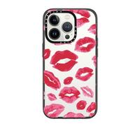 CASETiFY Compact iPhone 14 Pro Case [2X Military Grade Drop Tested / 4ft Drop Protection] - Lipstick Kisses - Clear Black