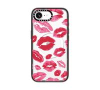 CASETiFY Impact Case for iPhone 16e [4X Military Grade Drop Tested / 8.2ft Drop Protection/Compatible with Magsafe] - Lipstick Kisses - Clear Black