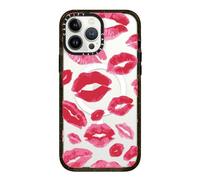 CASETiFY Impact iPhone 13 Pro Max Case [4X Military Grade Drop Tested / 8.2ft Drop Protection/Compatible with Magsafe] - Lipstick Kisses - Glossy Black