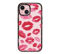 CASETiFY Impact iPhone 15 Case [4X Military Grade Drop Tested / 8.2ft Drop Protection] - Lipstick Kisses - Clear Black