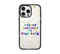 CASETiFY Impact iPhone 16 Pro Max Case [Slim / 8.2 ft. 4X Military Grade Drop Protection/Compatible with Magsafe] - Love Yourself By DoodleGems - Clear Black