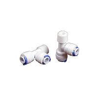 Casetlong 5PCS 1/4" Male - 1/4" - 1/4" OD Tube Tee Type PE Pipe Fitting Hose Quick Connector Without Lock RO Water Filter Reverse Osmosis