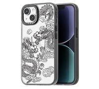 casevivid Compatible with iPhone 15 Case Cute Aesthetics - Durable Fashion Funny Phone Case - Dragon Pattern Cover Design for iPhone 15 6.1 Inch Black